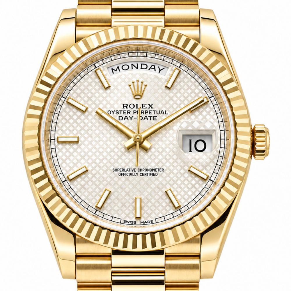 Rolex Day-Date 40MM 228238 18K YG Silver Motif Dial Watch